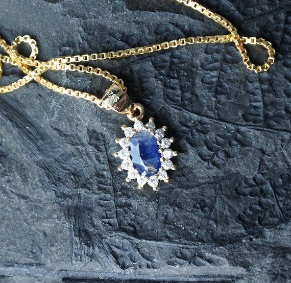 6x8mm Natural Sapphire Necklace In Sterling Silver - Gold Plated Blue Sapphire Pendant - Genuine Sapphire Jewelry Gift For Her