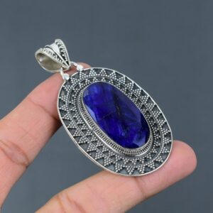 Faceted Blue Sapphire 925 Sterling Silver Pendant - Handmade Vintage Ethnic Jewelry Faceted Blue Sapphire 925 Sterling Silver Pendant - Handmade Vintage Ethnic Jewelry