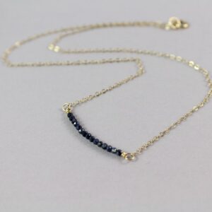 Natural Sapphire Necklace, Sapphire Pendant necklace, September Birthstone, Dainty Gemstone Bead Bar Necklace, Blue Sapphire Bead Necklace Natural Sapphire Necklace, Sapphire Pendant necklace, September Birthstone, Dainty Gemstone Bead Bar Necklace, Blue Sapphire Bead Necklace
