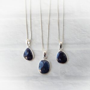 Sapphire Necklace Sterling Silver • Rough Sapphire Pendant • Sterling Sapphire Necklace • Raw Blue Sapphire Pendant • September Birthstone