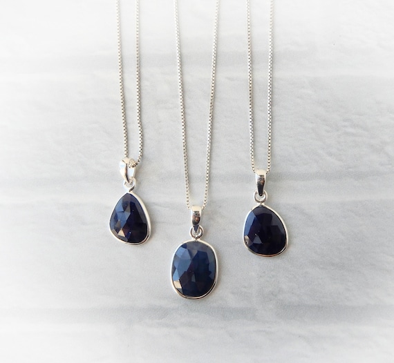 Sapphire Necklace Sterling Silver • Genuine Sapphire Pendant • Sterling Sapphire Pendant • Deep Blue Sapphire Pendant • September Birthstone