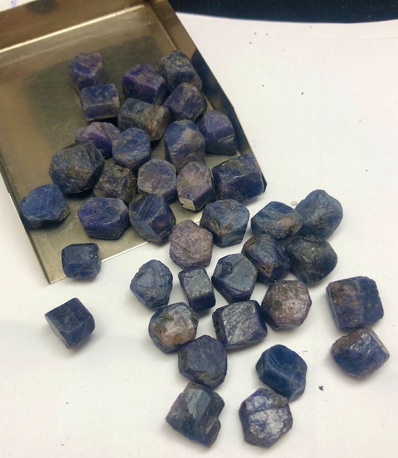 African Blue Sapphire Rough Lot | Natural Raw Crystals 10pcs 10-12mm