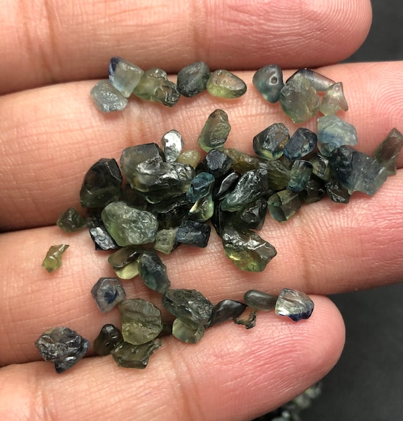 Natural Green Sapphire Rough Lot | Transparent Raw Mineral Uncut Stone 5–8mm