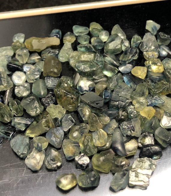 Natural Green Sapphire Rough Lot | Raw Mineral Uncut Stone 3–5mm