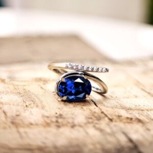 14K Gold Blue Sapphire Engagement Ring For Women Oval Shape Blue Sapphire Wedding Ring Antique Blue Gemstone Statement Ring Anniversary Gift 14K Gold Blue Sapphire Engagement Ring For Women Oval Shape Blue Sapphire Wedding Ring Antique Blue Gemstone Statement Ring Anniversary Gift