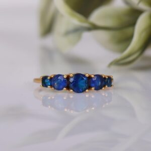 14k Gold Sapphire Engagement Ring: Minimalist September Birthstone