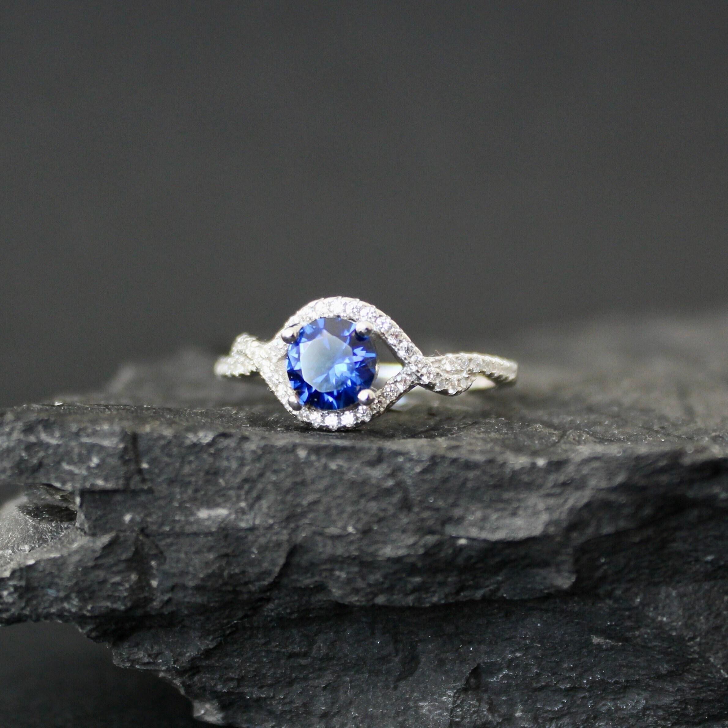 6mm Blue Sapphire Ring Genuine Lab Grown Sapphire Engagement Rings Sapphire Rings For Women Real Sapphire Wedding Rings September Birthstone