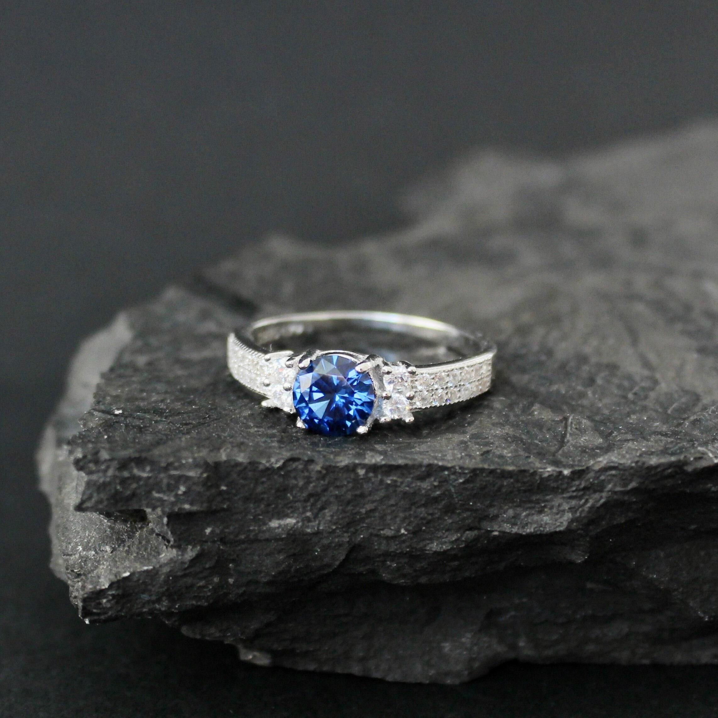 6mm Blue Sapphire Ring Genuine Lab Grown Sapphire Engagement Rings Sapphire Rings For Women Real Sapphire Wedding Rings September Birthstone 6mm Blue Sapphire Ring Genuine Lab Grown Sapphire Engagement Rings Sapphire Rings For Women Real Sapphire Wedding Rings September Birthstone