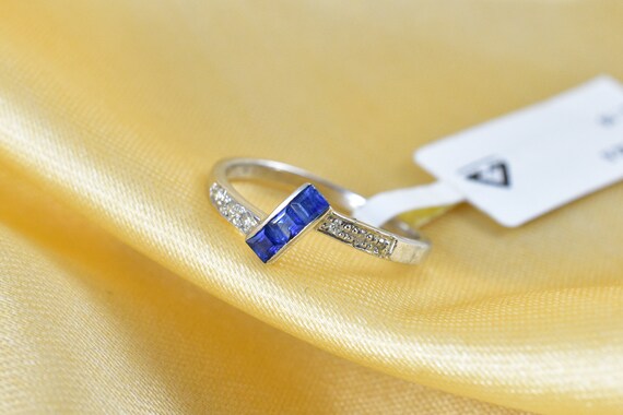 Blue Sapphire Ring With Diamonds, Sterling Silver Promise Ring
