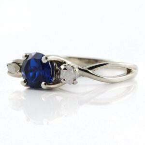 Sapphire Ring with Diamonds - 14K White Gold Engagement Ring - Wedding Ring - Infinity Ring