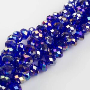 12mm Crystal Rondelle -2 Or 5 Or 10 Strands- Dark Sapphire Ab