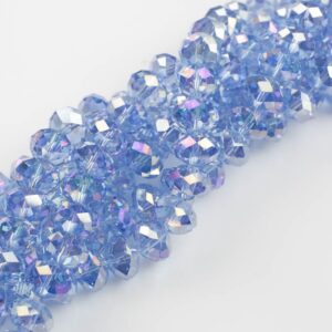 12mm Crystal Rondelle -2 Or 5 Or 10 Strands- Light Sapphire Ab