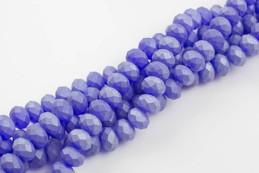 12mm Crystal Rondelle -2 Or 5 Or 10 Strands- Matt Sapphire