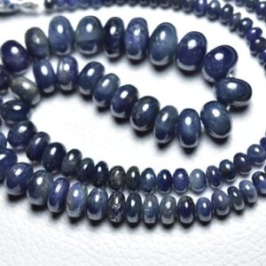 208 Cts Madagascar Blue Sapphire Rondelle Beads - 18 Inches - Natural No Treatments Smooth Blue Sapphire Rondelle - Size Is 4 - 10 Mm #2703