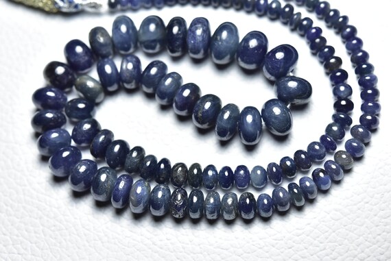 208 Cts Madagascar Blue Sapphire Rondelle Beads - 18 Inches - Natural No Treatments Smooth Blue Sapphire Rondelle - Size Is 4 - 10 Mm #2703