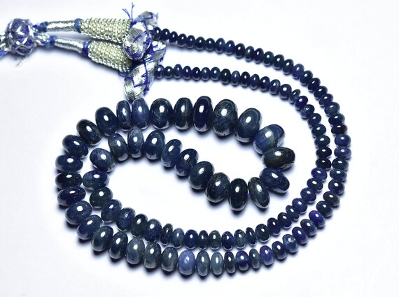 215 Cts, Madagascar Big Blue Sapphire Rondelle Beads - 17 Inches - Natural No Treatments Smooth Sapphire Rondelle - Size Is 4 - 10 Mm #2712