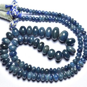 227 Cts Madagascar Blue Sapphire Rondelle Beads - 18 Inches - Natural Notreatments Smooth Blue Sapphire Rondelle - Size Is 4 - 10.5 Mm #2701