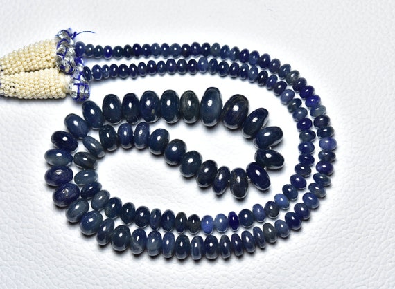 263 Cts Madagascar Blue Sapphire Rondelle Beads - 19 Inches - Natural No Treatments Smooth Blue Sapphire Rondelle - Size Is 4 - 10 Mm #2706
