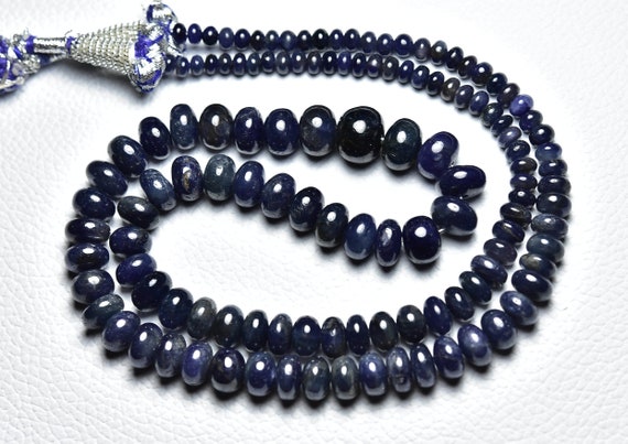 339 Cts Madagascar Blue Sapphire Rondelle Beads - 21 Inches - Natural No Treatments Smooth Blue Sapphire Rondelle - Size Is 4 - 10 Mm #2704