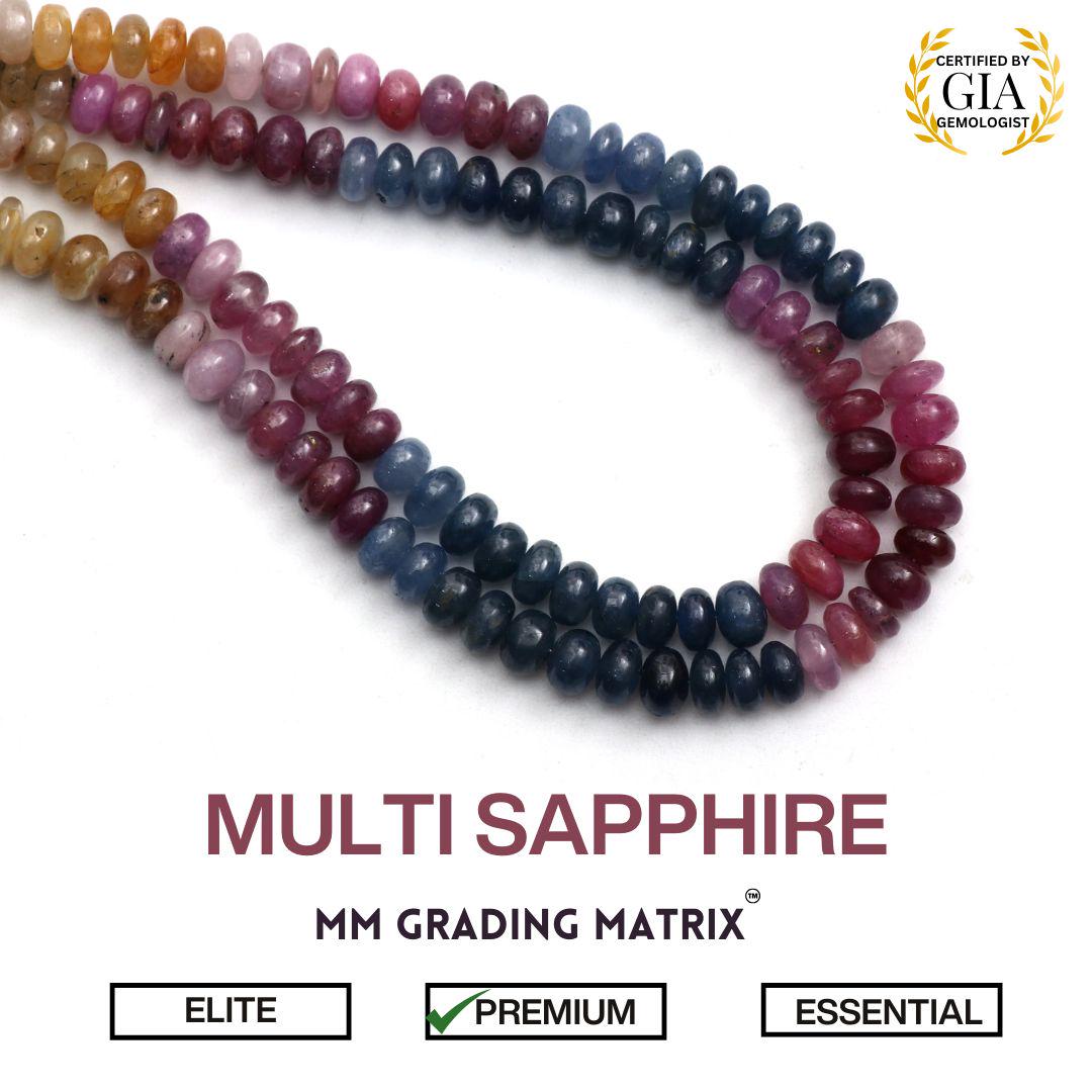 6 Mm To 6.5 Mm Multi Sapphire Smooth Rondelle Beads, Multi Sapphire Gemstone Beads For Jewelry Making, Natural Sapphire Beads Strand 18"