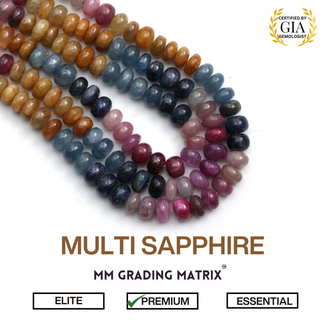 7 Mm To 8 Mm Multi Sapphire Smooth Rondelle Beads, Multi Sapphire Gemstone Beads For Jewelry Making, Natural Sapphire Beads Strand 18"