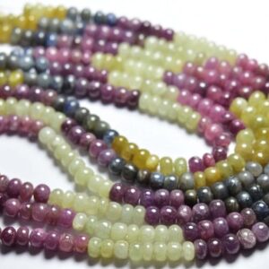 8.5 Inches - Natural Very Finest Smooth African Multi Sapphire Rondelles - Size Is 5-5.5 Mm #1923