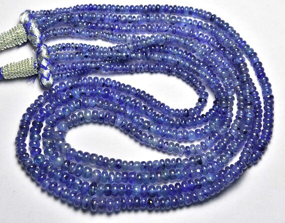 Sapphire Rondelle Bead Strand - 16 Inches - Natural Beautiful Smooth Sapphire Rondelles Strand - Size Is 3.5 - 5 Mm #1588