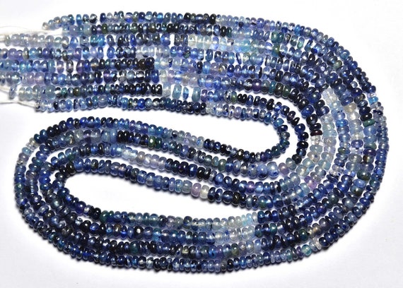 Sapphire Rondelle Beads - 15 Inche - Natural Finest Quality Sapphire Smooth Shaded Plain Sapphire Rondelle - Size Is 3.5 4 Mm #472 Sapphire Rondelle Beads - 15 Inche - Natural Finest Quality Sapphire Smooth Shaded Plain Sapphire Rondelle - Size Is 3.5 4 Mm #472