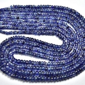 Beautiful Blue Sapphire Rondelle Beads - 14 Inches - Natural Smooth Sapphire Rondelles Strand - Size Is 3.5 - 4.5 Mm #2134