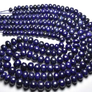 Big Blue Sapphire Rondelle Beads - Natural Beautiful Smooth Sapphire Rondelles Strand - Size Is 6 -9.5 Mm #2077