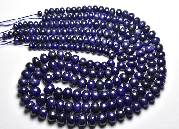 Big Blue Sapphire Rondelle Beads - Natural Beautiful Smooth Sapphire Rondelles Strand - Size Is 6 -9.5 Mm #2077