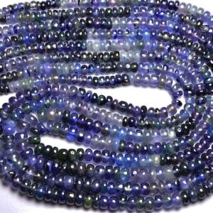 Blue Sapphire Rondelle Bead Strand - 16 Inches - Natural Smooth Blue Sapphire Rondelles - Size Is 3.3-5 Mm #1504