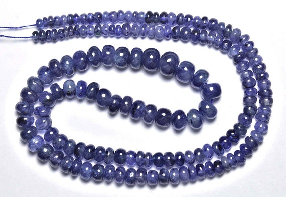 Blue Sapphire Rondelle Beads - 16 Inches - Natural Beautiful Blue Sapphire Smooth Rondelles Strand - Size Is 3.50-6mm #608