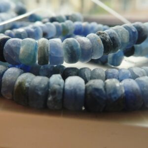 Blue Sapphire Rondelle Matte 4mm Beads- 4in Natural Strand -gemstone Craft Beads-jewelry Making