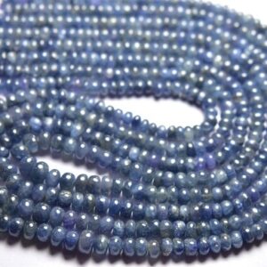 Madagascar Untreated Sapphire Rondelle Bead Strand - 14 Inches - Natural African Smooth Blue Sapphire Rondelles - Size Is 4-5 Mm #1523