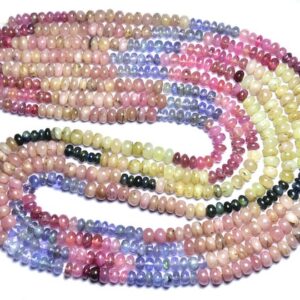 Multi Sapphire Rondelle Beads - 9 Inches - Natural Beautiful Shaded Sapphire Smooth Rondelle - Size Is 4 - 5.5 Mm #1679