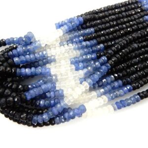 Multi-color Blue Sapphire Rondelle Beads, 4.5mm 16-inch Strand