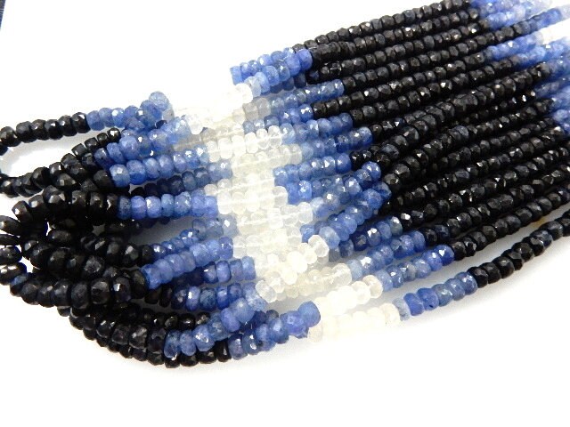 Natural Shaded Blue Sapphire Faceted Rondelle Beads 4.5mm Aaa Loose Gemstone Strand 16 Inches Jewelry Making Supplies
