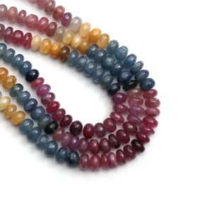 Multi Sapphire Smooth Rondelle Beads, 6.5 mm to 7.5 mm, Sapphire Jewelry Handmade Gift for Women, 8 Inch/ 18 Inch Strand, Price Per Strand