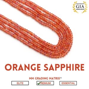 Orange Sapphire Smooth Roundel Beads, 2 mm to 3 mm, Sapphire Jewelry Making Beads, Plain Sapphire, 8 Inch/ 16 Inch Strand, Price Per Strand