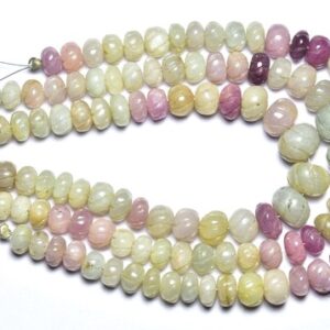 Unique Sapphire Carved Rondelle Bead Strand - 7 Inches,natural Multi Umba Sapphire Hand Carved Smooth Rondelle,,size Is 6.50-7.50mm #446