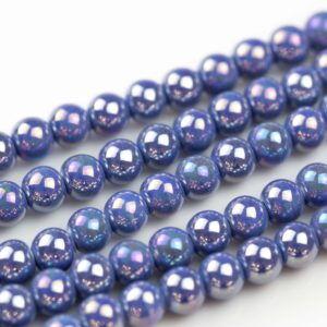 6mm 8mm 12mm Ceramic Smooth Round-11.5 Inches Per Strand- Sapphire Ab