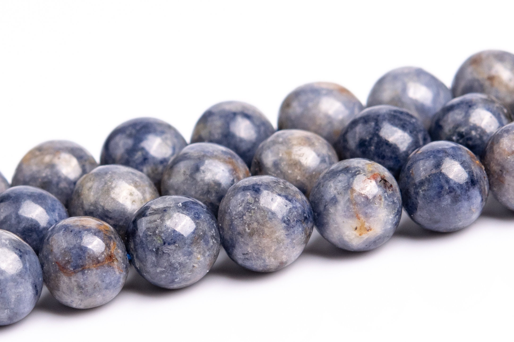 7mm Gray Blue Sapphire Beads Genuine Natural Gemstone Full Strand Round Loose Beads 15.5" (116908-663)