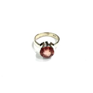 925 Silver Padparadscha Sapphire Ring - Round Cut Gemstone, Size 7 925 Silver Padparadscha Sapphire Ring - Round Cut Gemstone, Size 7