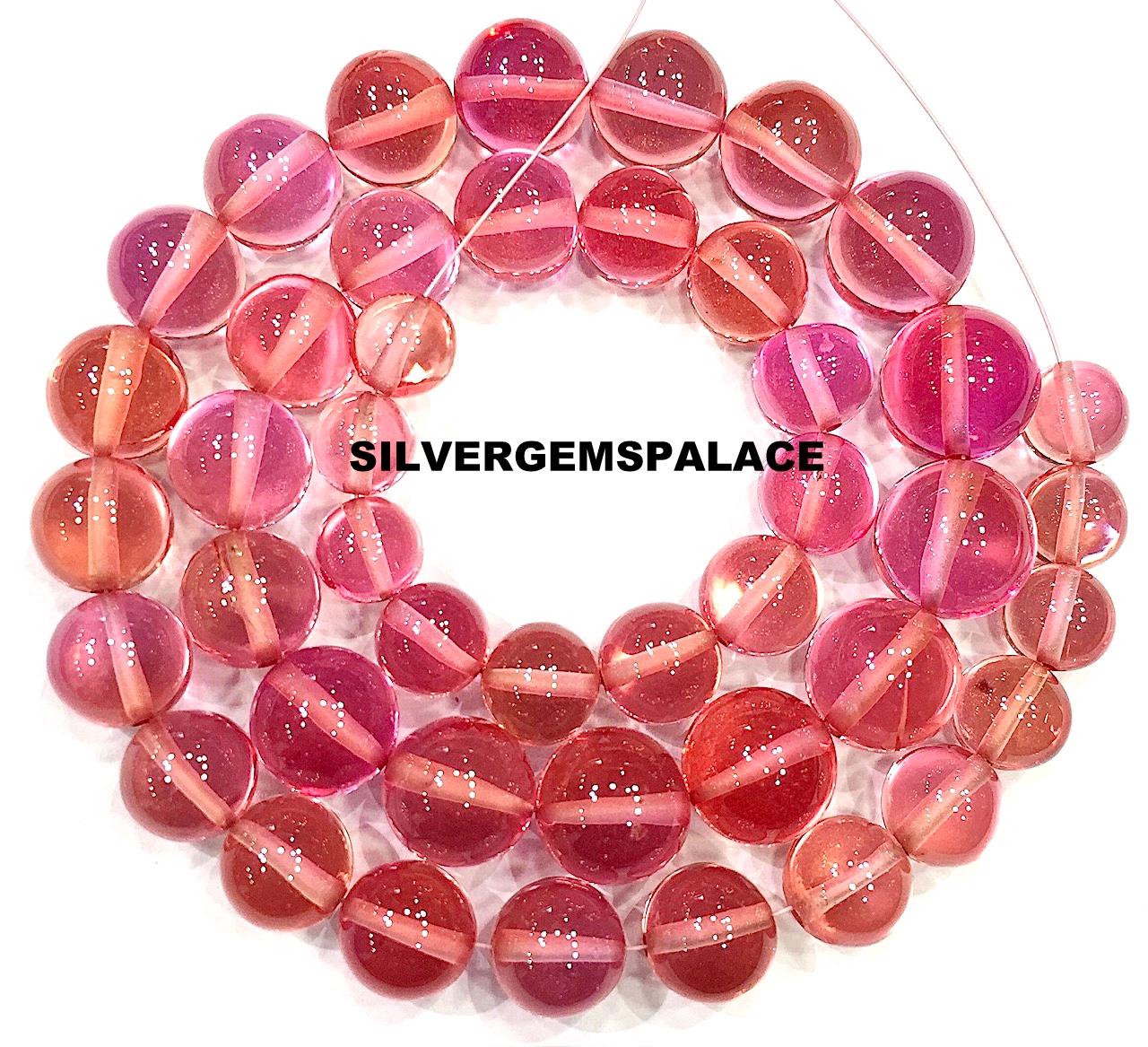 Aaaa+ Rare~padparadscha Sapphire Smooth Round Ball Beads 8/9mm Round Beads Peach Sapphire Gemstone Beads Plain Round Beads String 14”