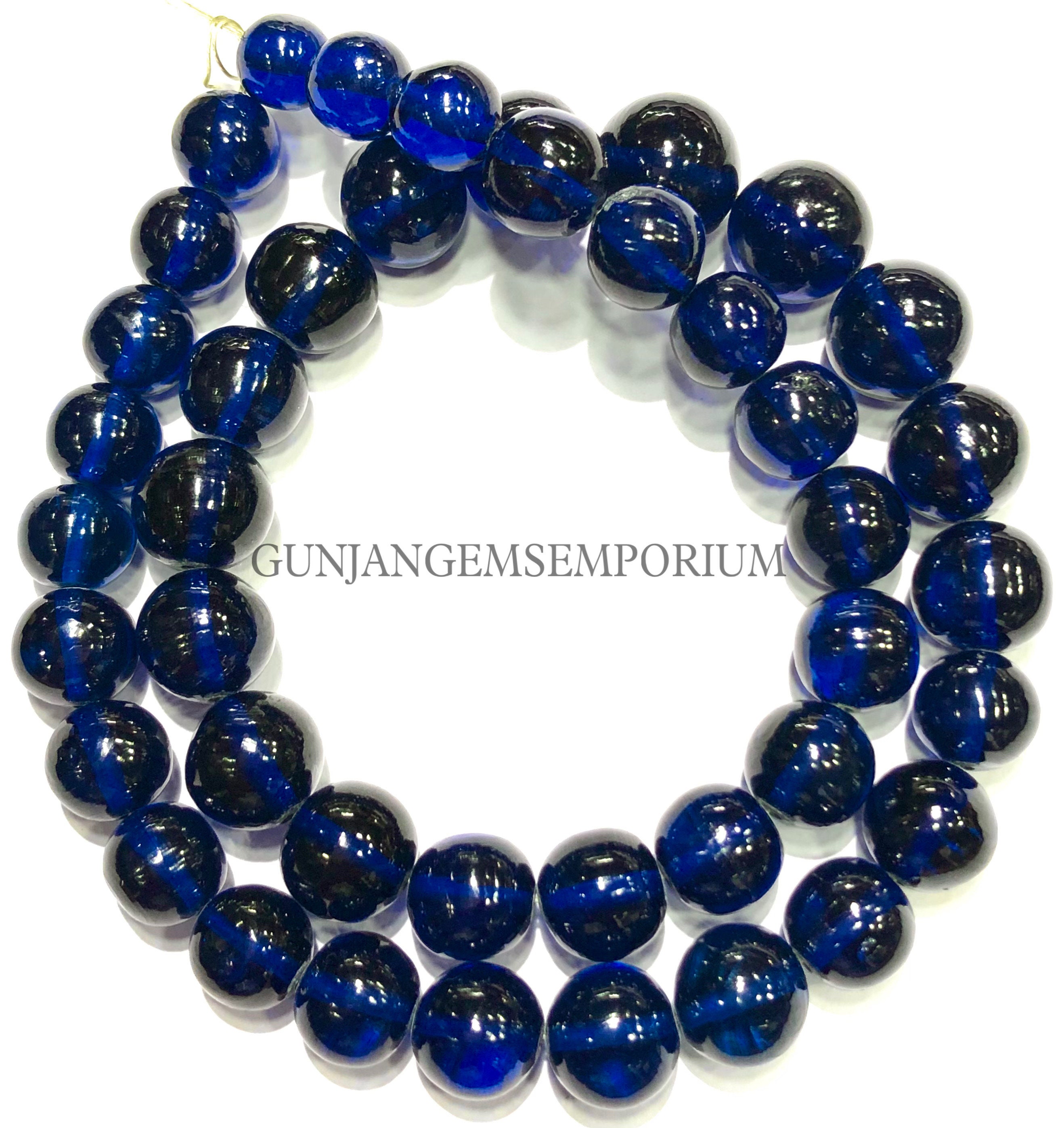 Aaaa+ Sparkling~~dark Blue Sapphire Balls Royal Blue Sapphire Smooth Round Beads 7/12mm Smooth Blue Sapphire Beads Sapphire Round 13” Strand