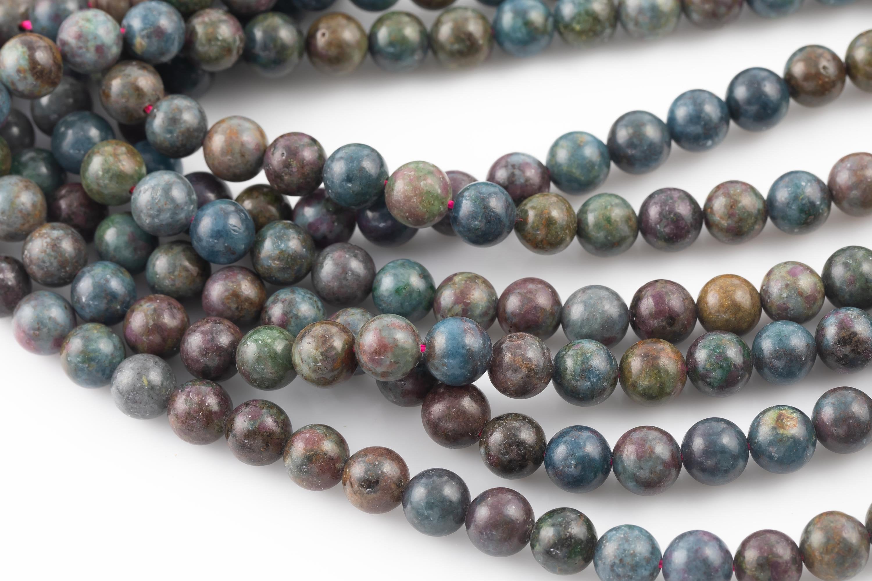 Natural Sapphire Beads Round, 6mm, 8mm, 10mm- Full 15.5 Inch Strand Smooth Gemstone Beads