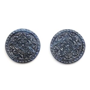 Natural Blue Sapphire Carving Round Loose Gemstone - 39x39 Mm- Blue Sapphire Round, Blue Sapphire Carving Loose Gemstone, Pair (2 Pieces) Natural Blue Sapphire Carving Round Loose Gemstone - 39x39 Mm- Blue Sapphire Round, Blue Sapphire Carving Loose Gemstone, Pair (2 Pieces)
