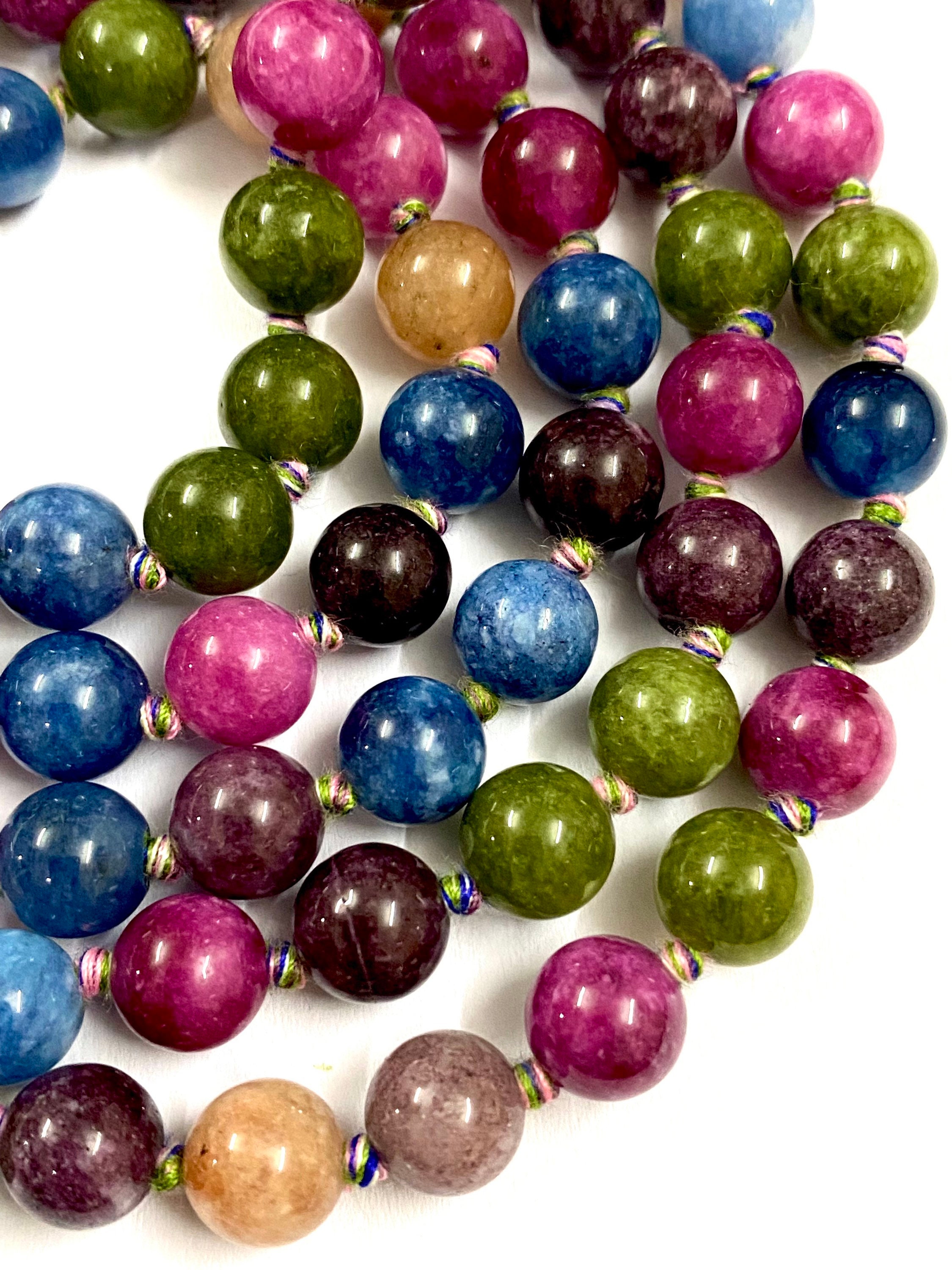 Noted 108 Beads Mala~multi Wonder Sapphire Smooth Balls Multi Sapphire 8mm Smooth Round Ball Beads 8mm Multi Wonder Sapphire Balls 108 Piece