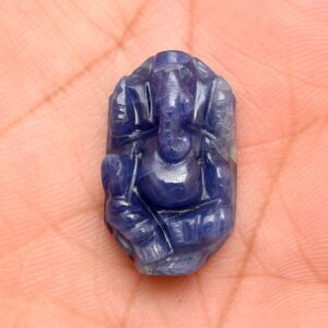 Blue Sapphire Ganesh Carving, Hand Carved Blue Sapphire, Natural Sapphire Ganesh Carving For Jewelry Making